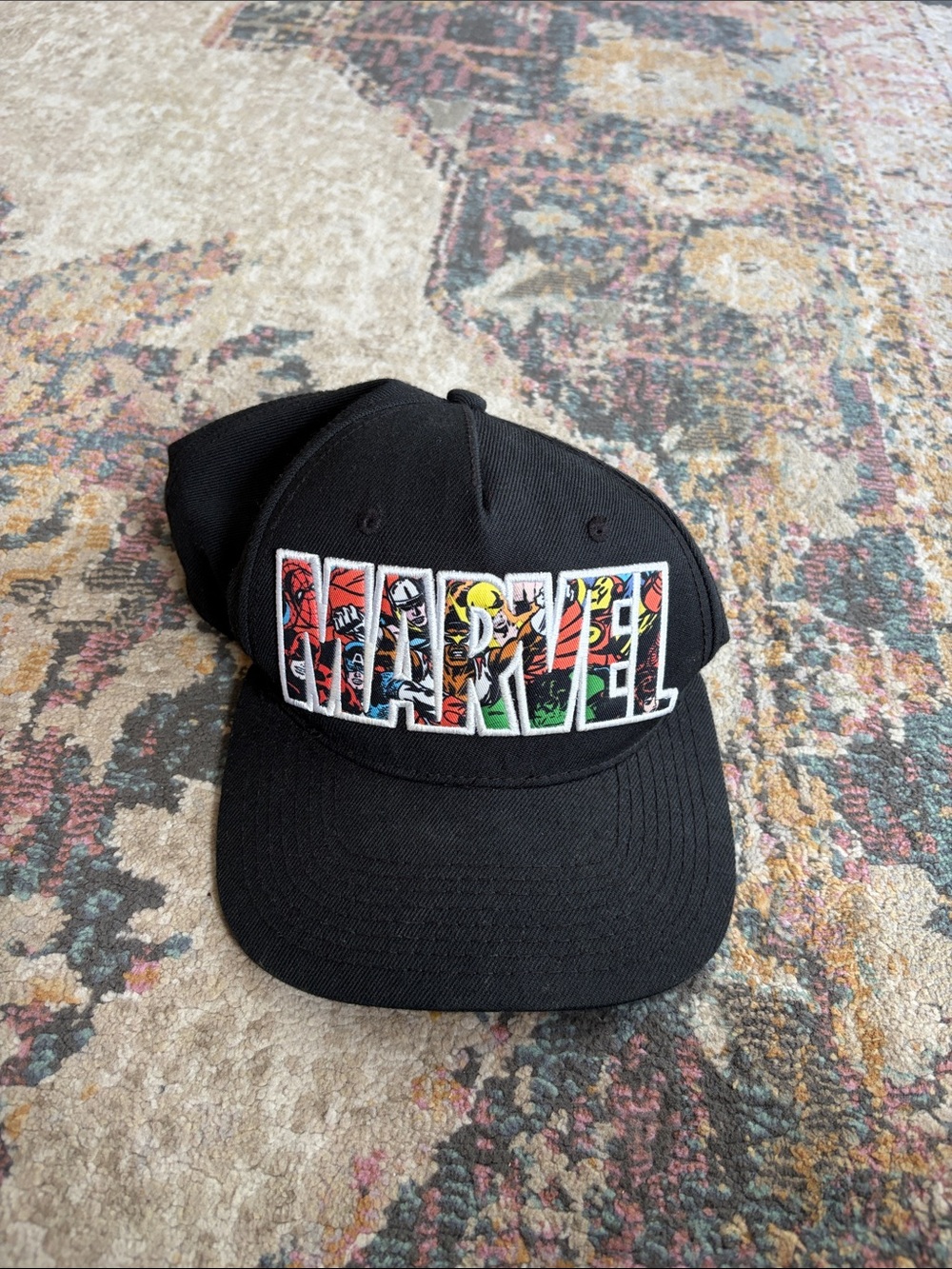 Marvel Black Baseball Cap with Multicolor Character Logo